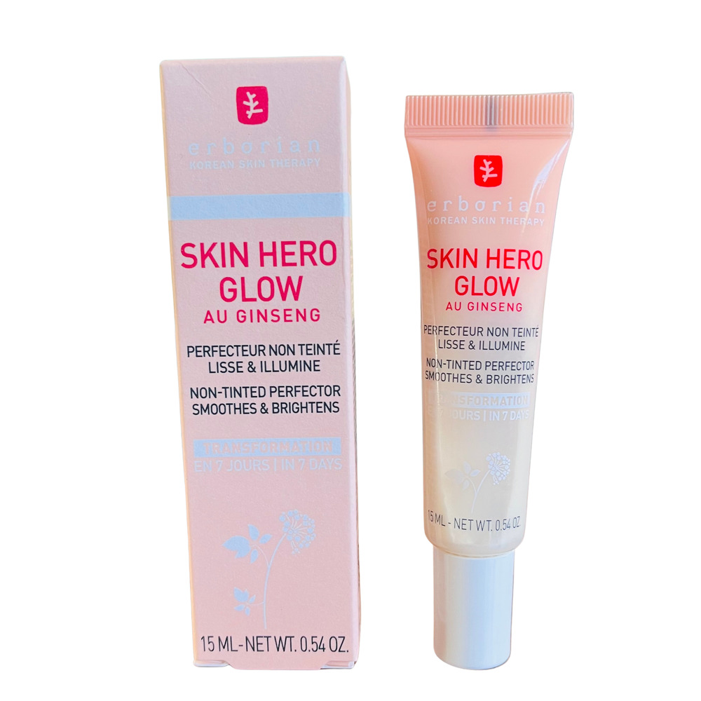 Erborian Skin Hero Glow Non-Tinted Perfector 0.54 oz / 15mL Travel Mini NIB